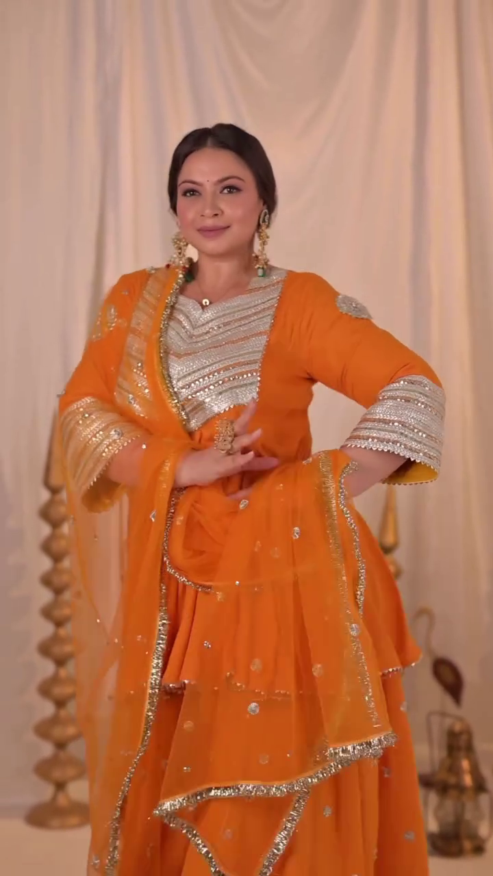 Sunset Orange Festive Sharara Set