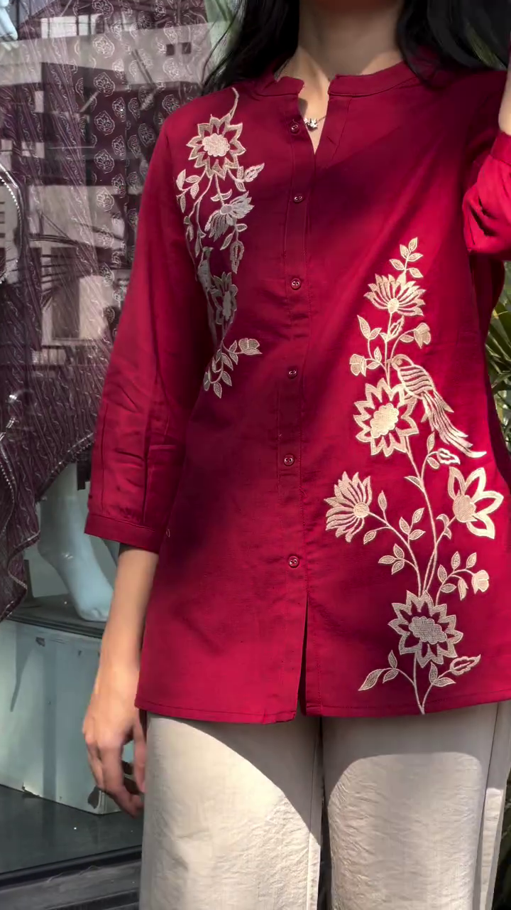 Stylish Ruby Printed Kurta – Floral Charm for Modern Women