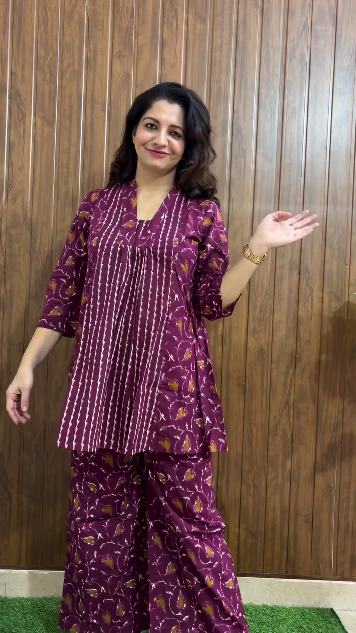 Maroon Floral Co-Ord Set – Graceful & Comfortable Look
