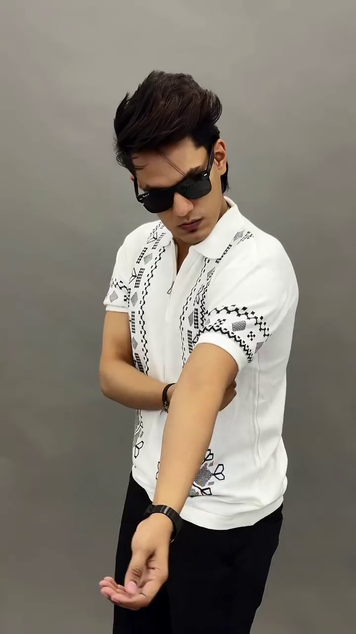 Men’s Black Pattern Polo T-Shirt