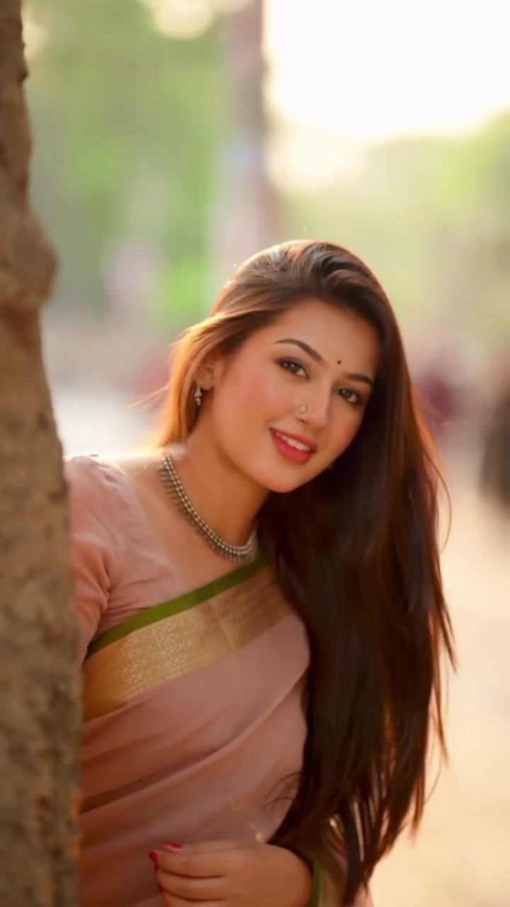 Soft Peach Saree Look