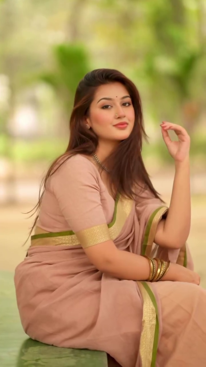 Soft Peach Saree Look
