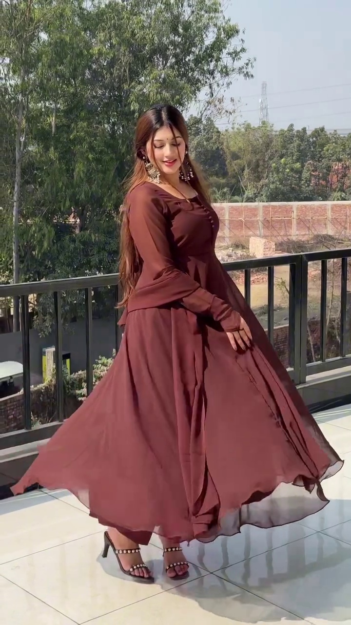 Brown Flared Dress