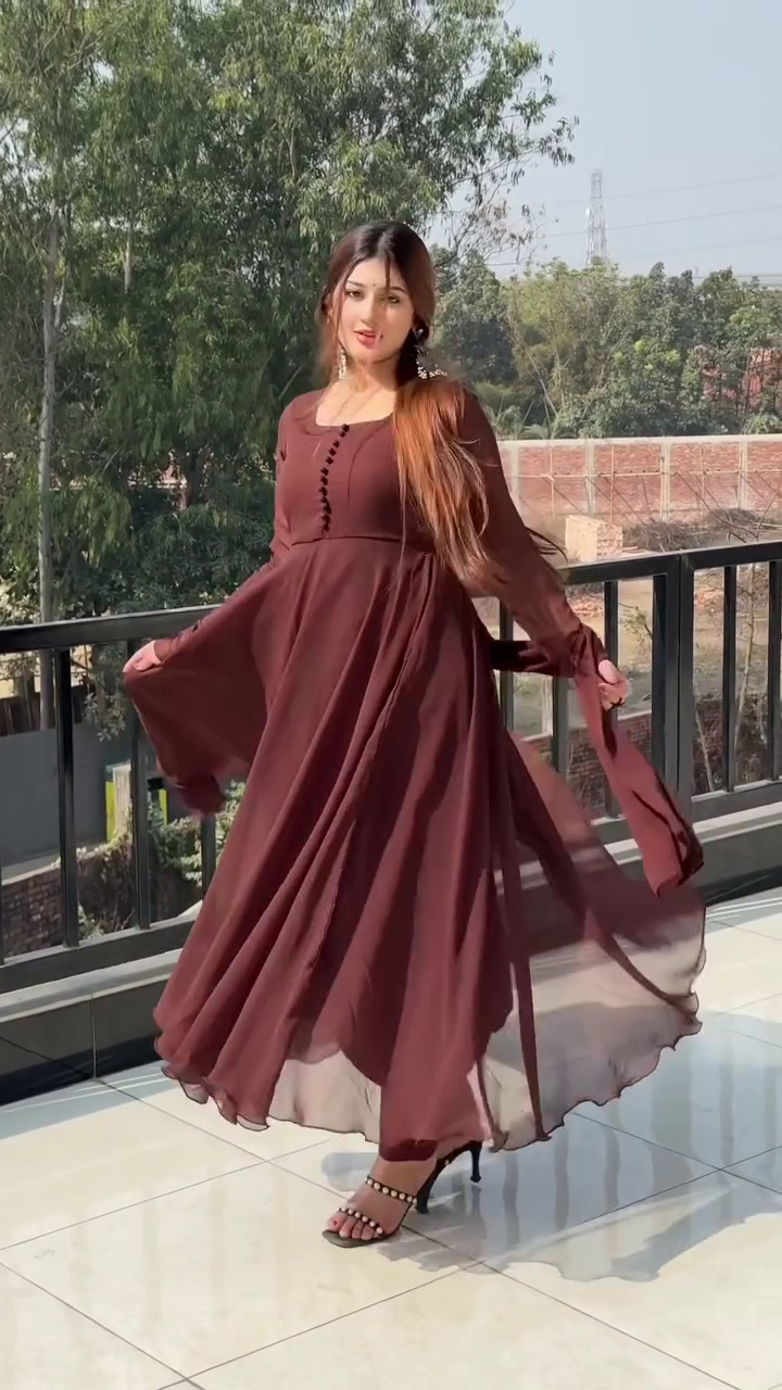 Brown Flared Dress