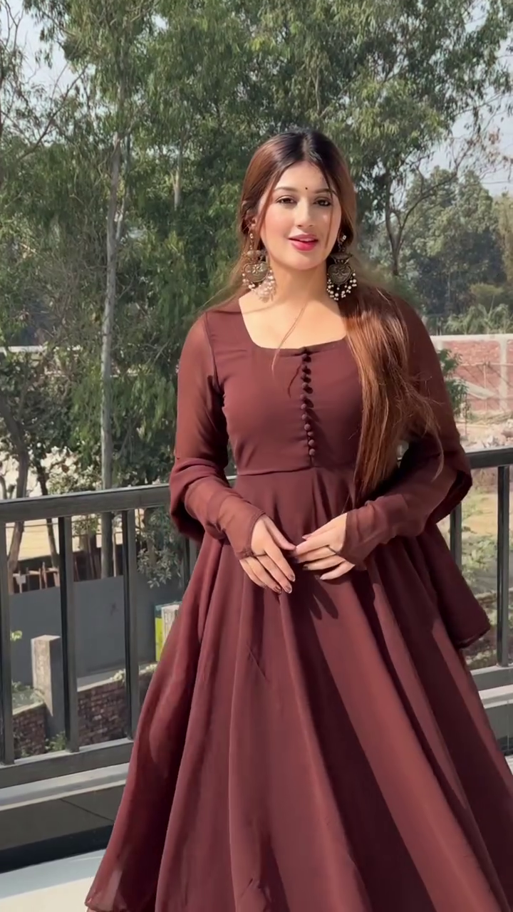 Brown Flared Dress