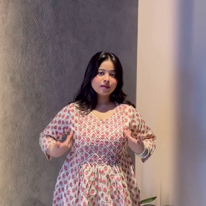 Pink Floral Short Kurti Dress