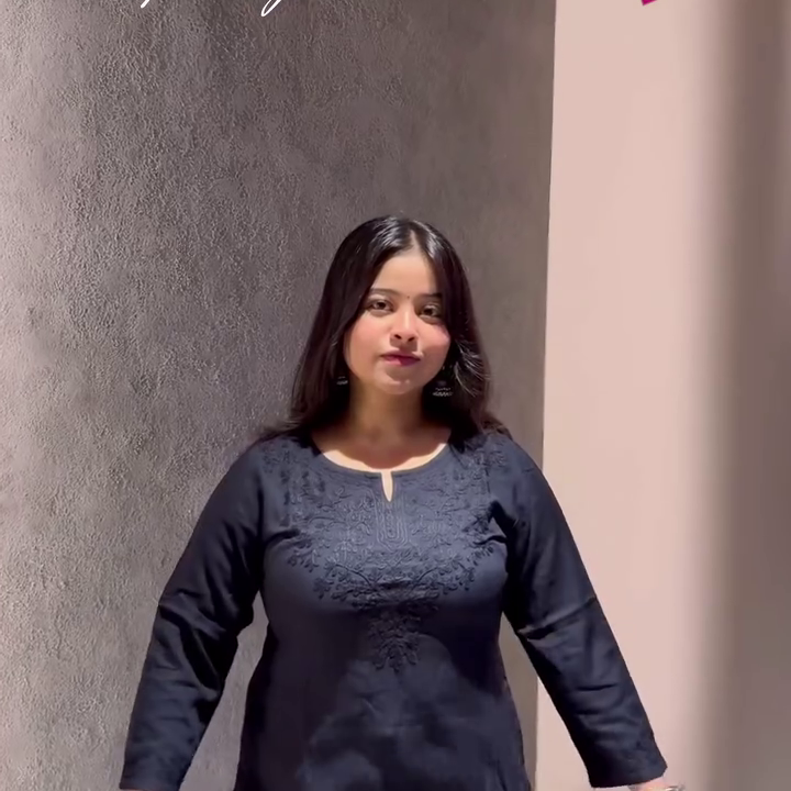 Navy Blue Embroidered Kurti