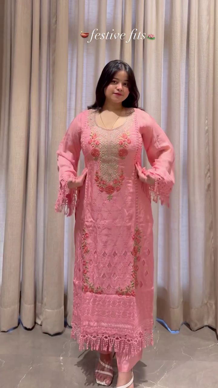 Orange Festive Anarkali Suit