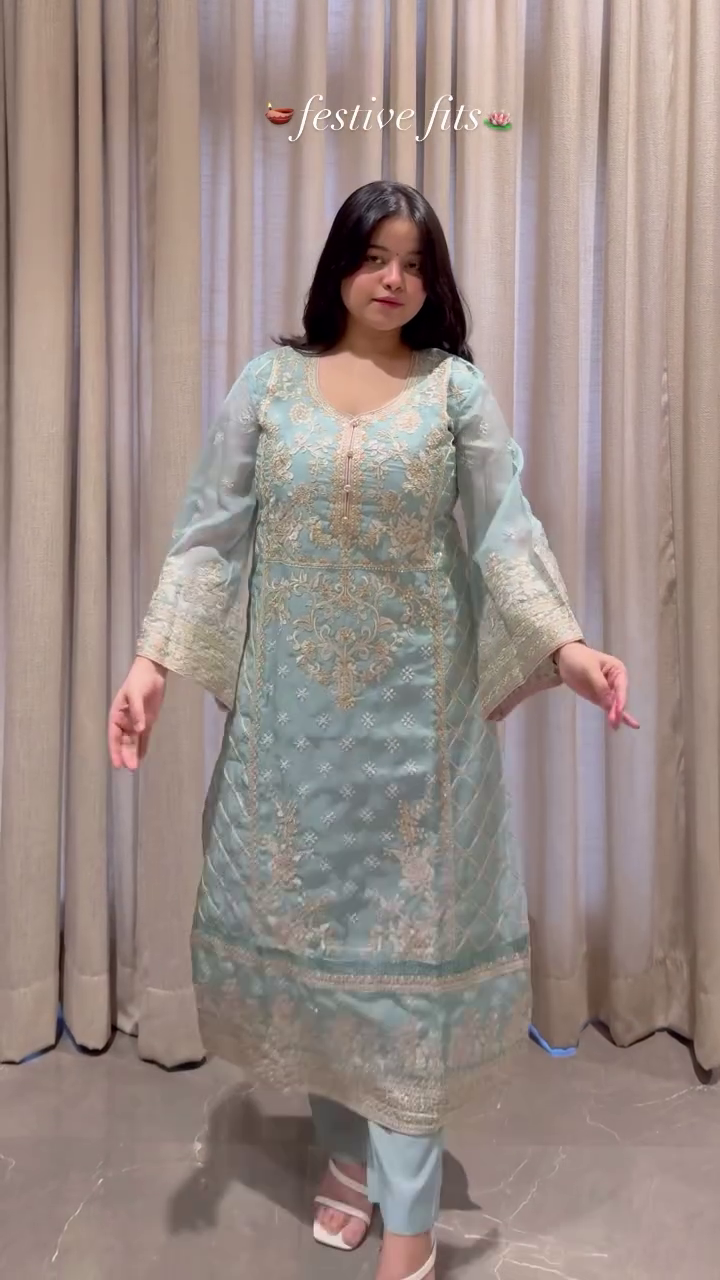 Orange Festive Anarkali Suit