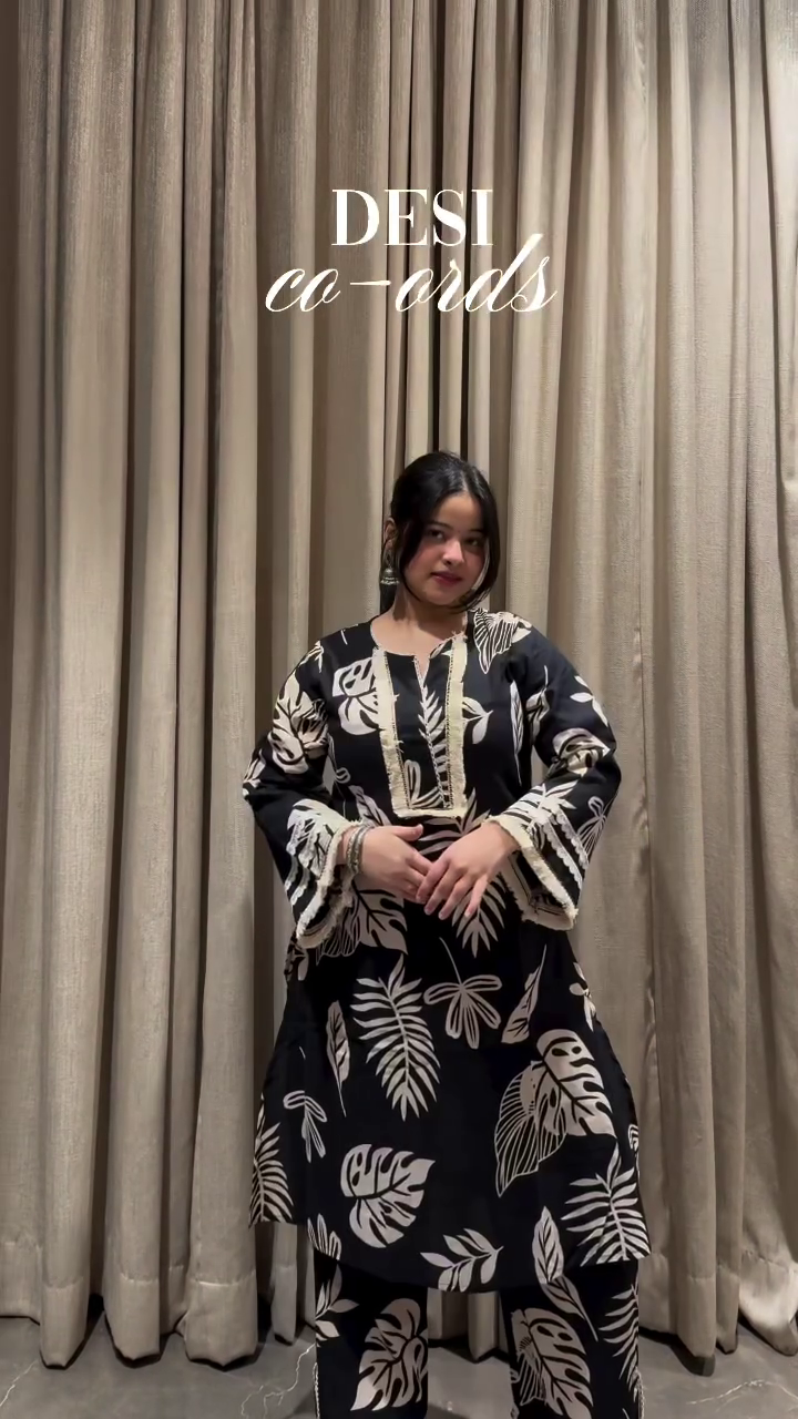 Blue Peacock Print Co-ord Set