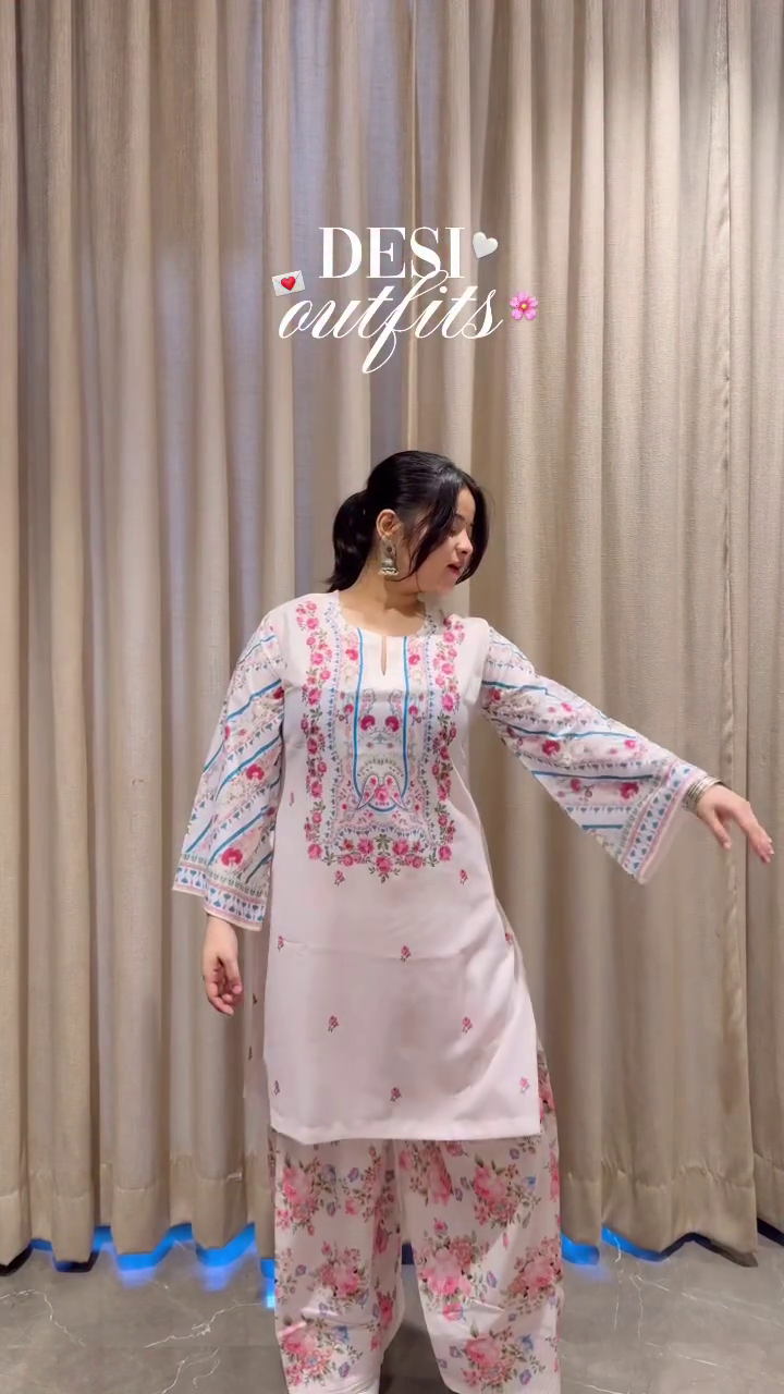 White Printed Kurta Set