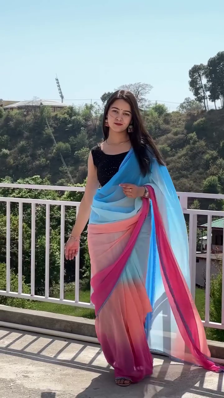 Multicolor Ombre Saree Look