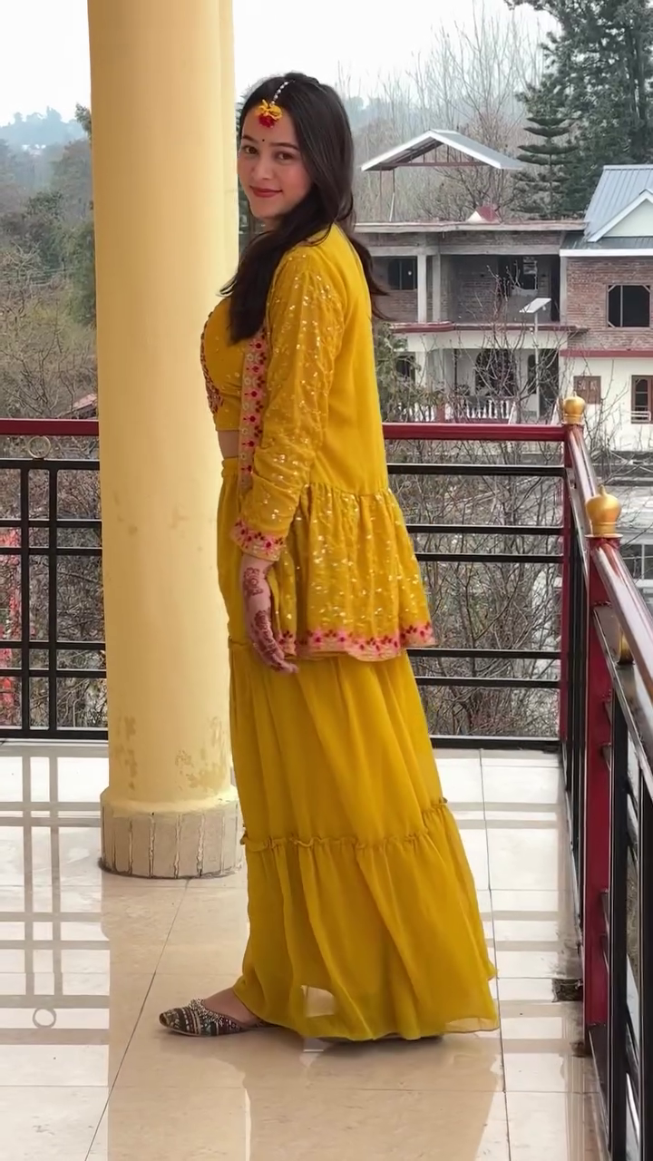 Mustard Indo-Western Co-ord Set