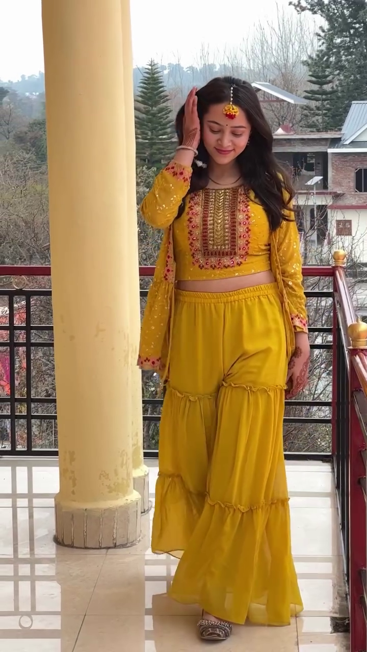 Mustard Indo-Western Co-ord Set