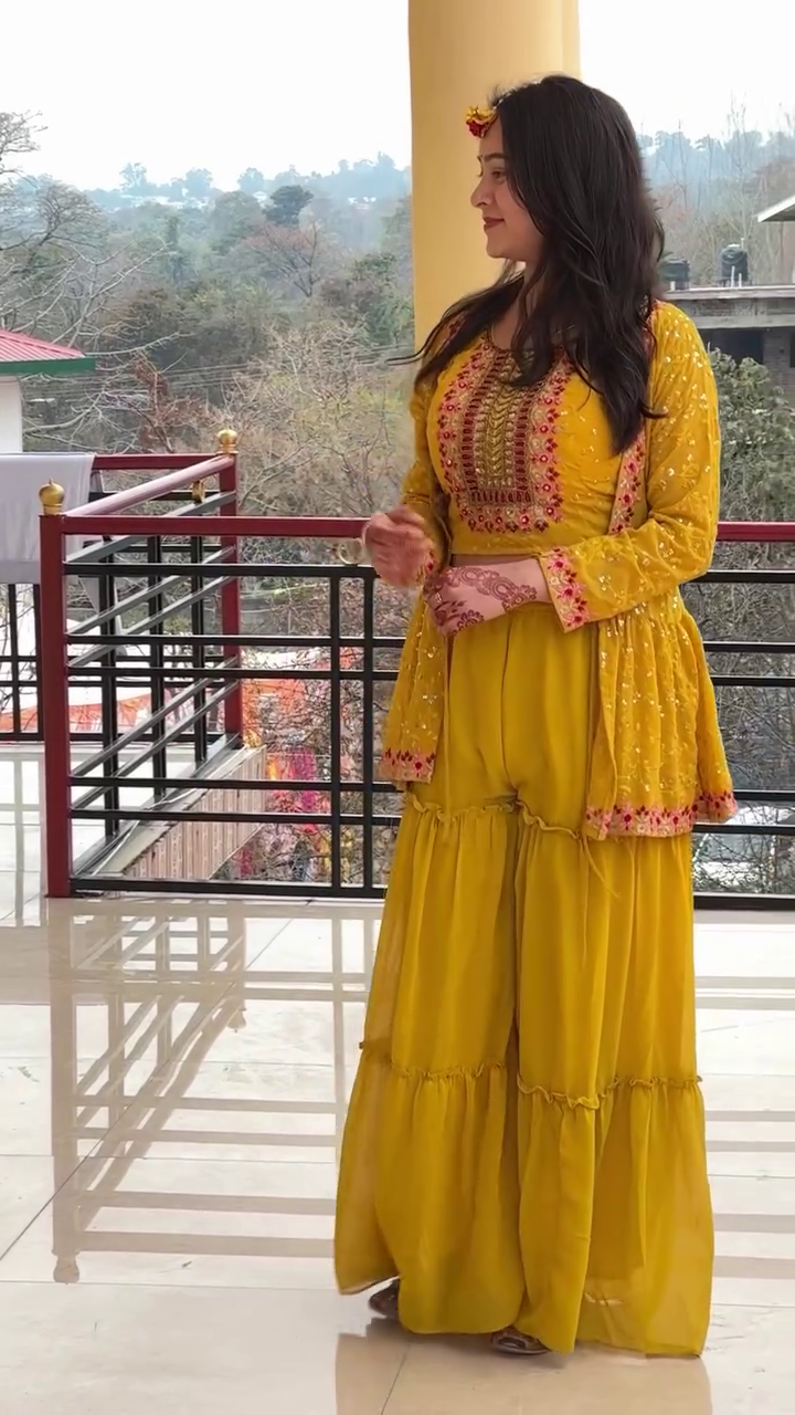 Mustard Indo-Western Co-ord Set