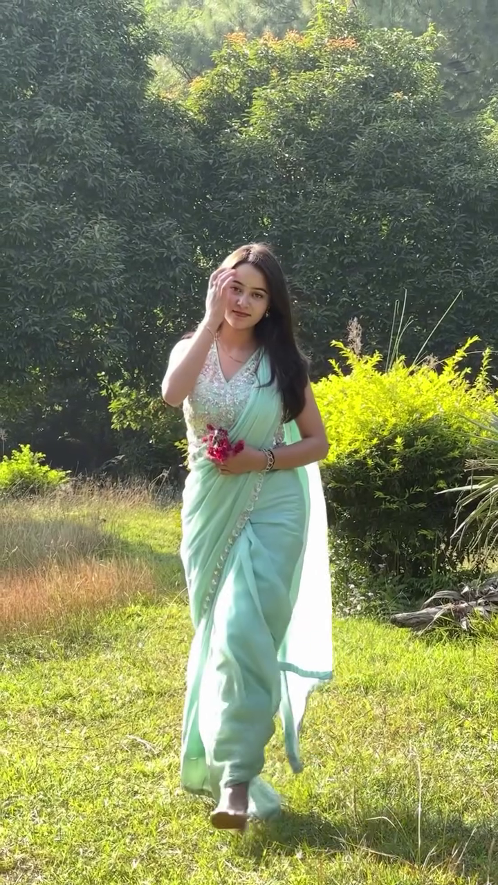 Mint Green Saree with Embellished Blouse