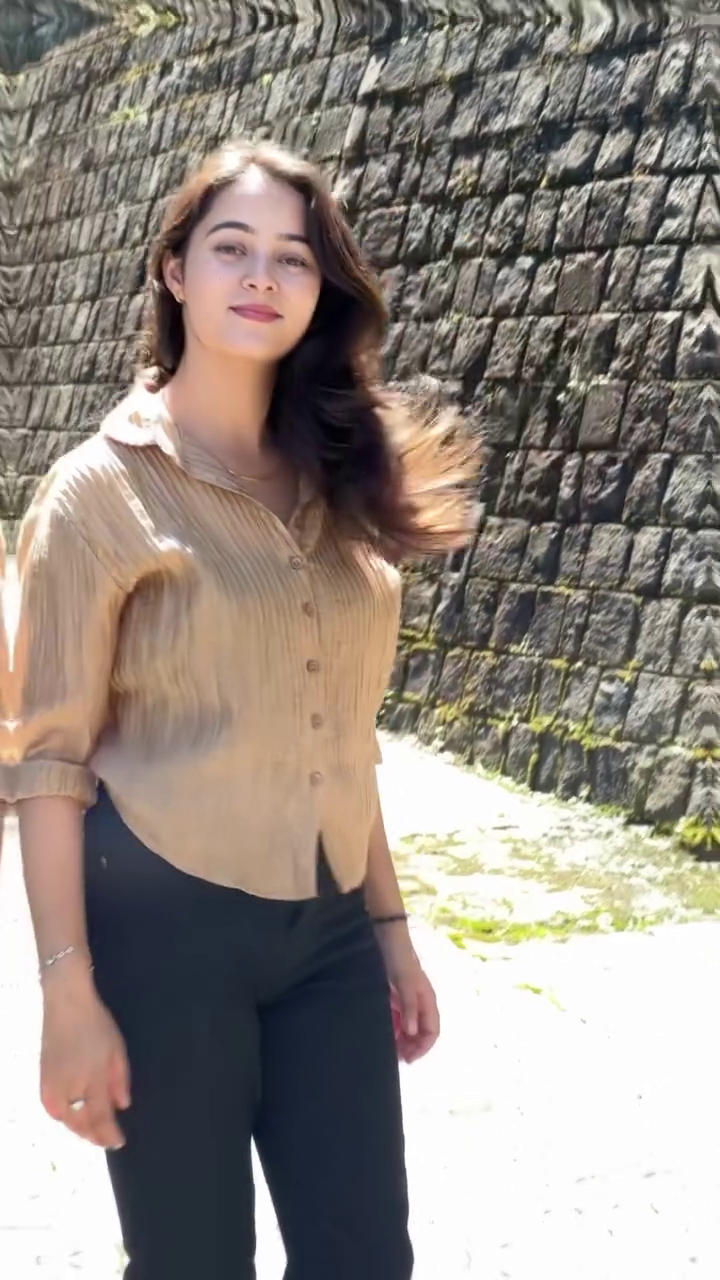 Casual Beige Shirt with Black Pants