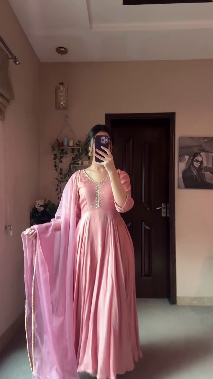 Pink Anarkali Suit with Dupatta