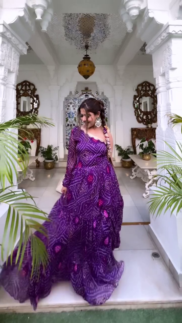Purple Bandhani One-Shoulder Dress