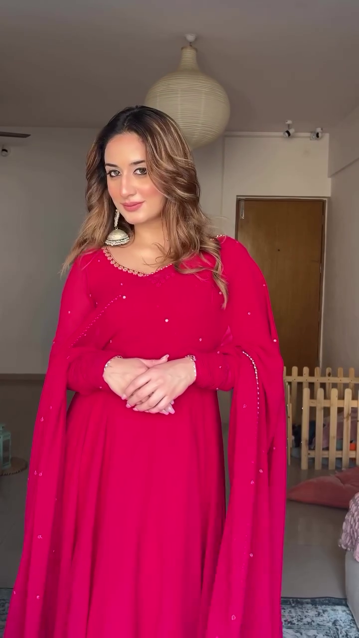 Women’s Hot Pink Anarkali Dress Party Wear Outfit