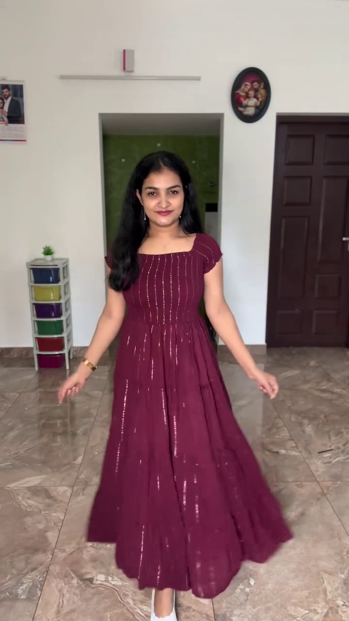 Women’s Maroon Flared Dress Ethnic Party Wear Outfit
