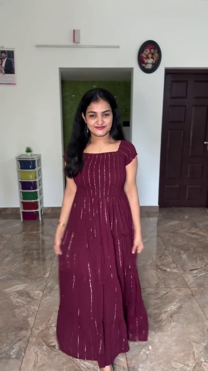 Women’s Maroon Flared Dress Ethnic Party Wear Outfit