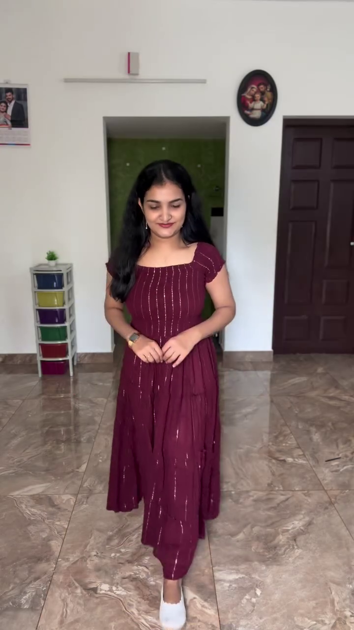 Women’s Maroon Flared Dress Ethnic Party Wear Outfit