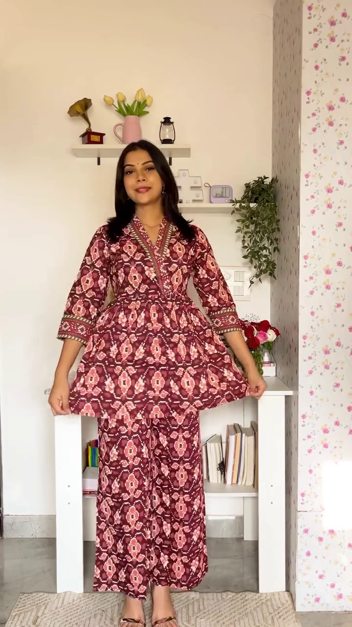 Pink Floral Printed Anarkali Set