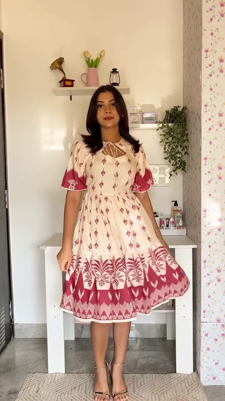 Brown Floral Tiered Mini Dress