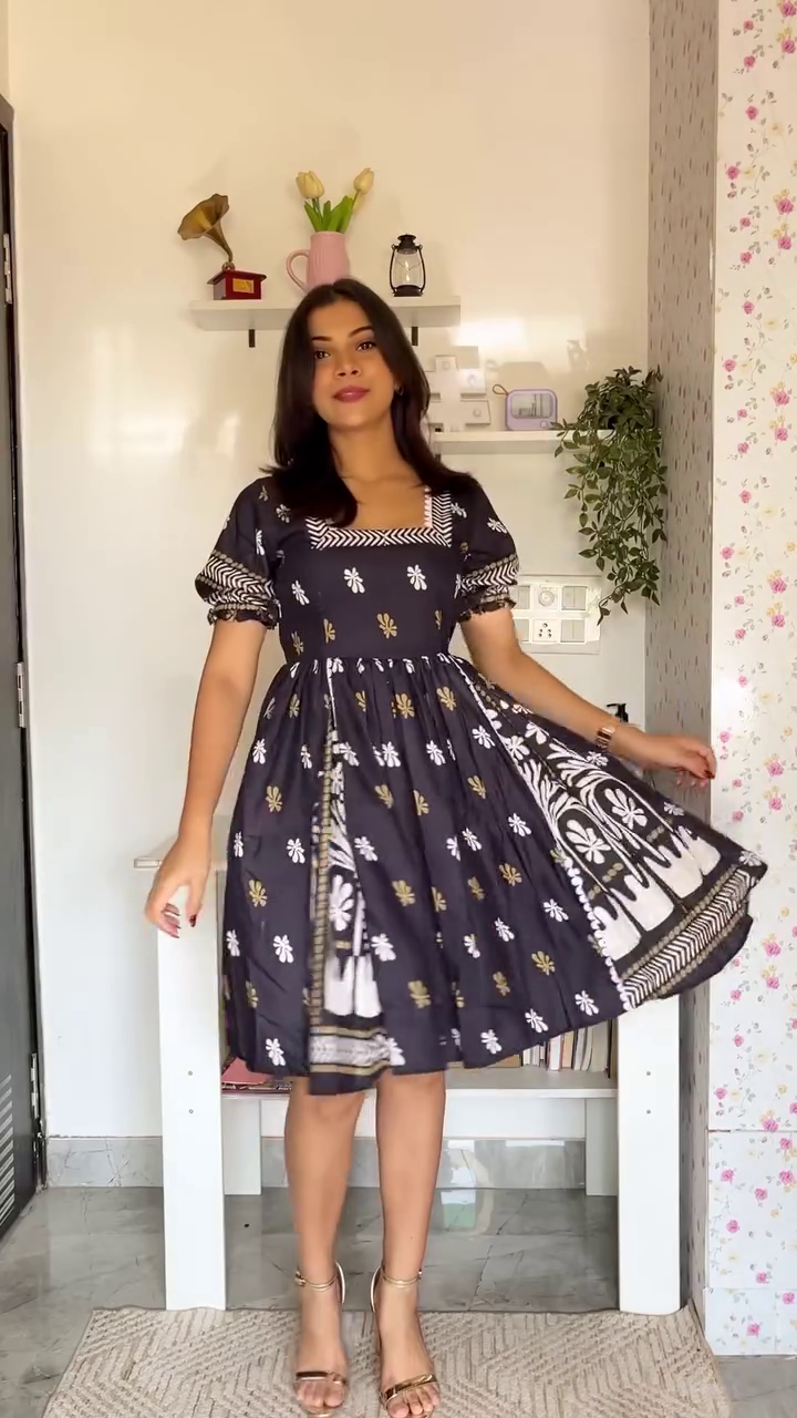 Brown Floral Tiered Mini Dress
