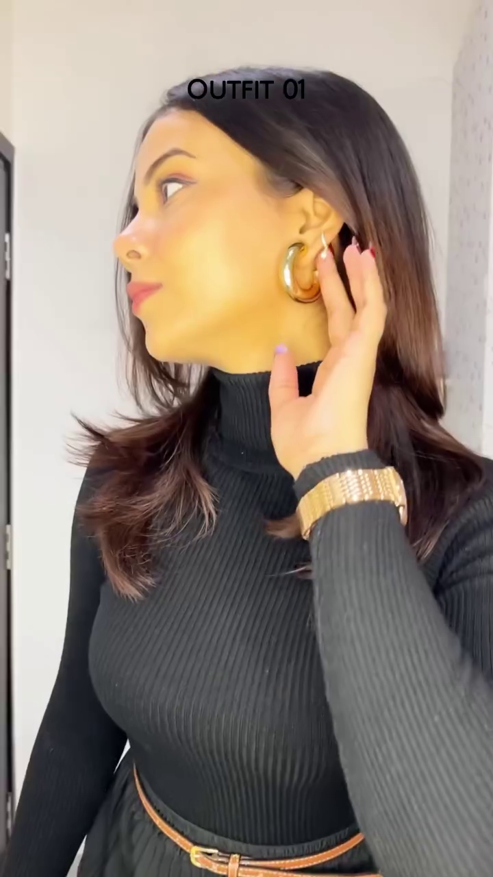 Classic Black Turtleneck Midi Dress