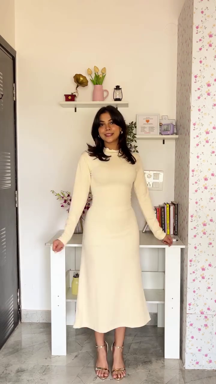 Cocoa Brown Ribbed Midi Dress
