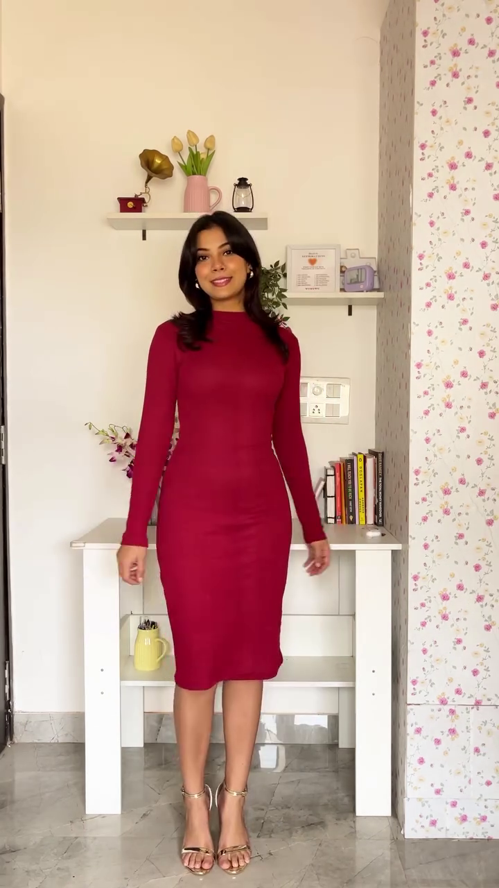 Cocoa Brown Ribbed Midi Dress