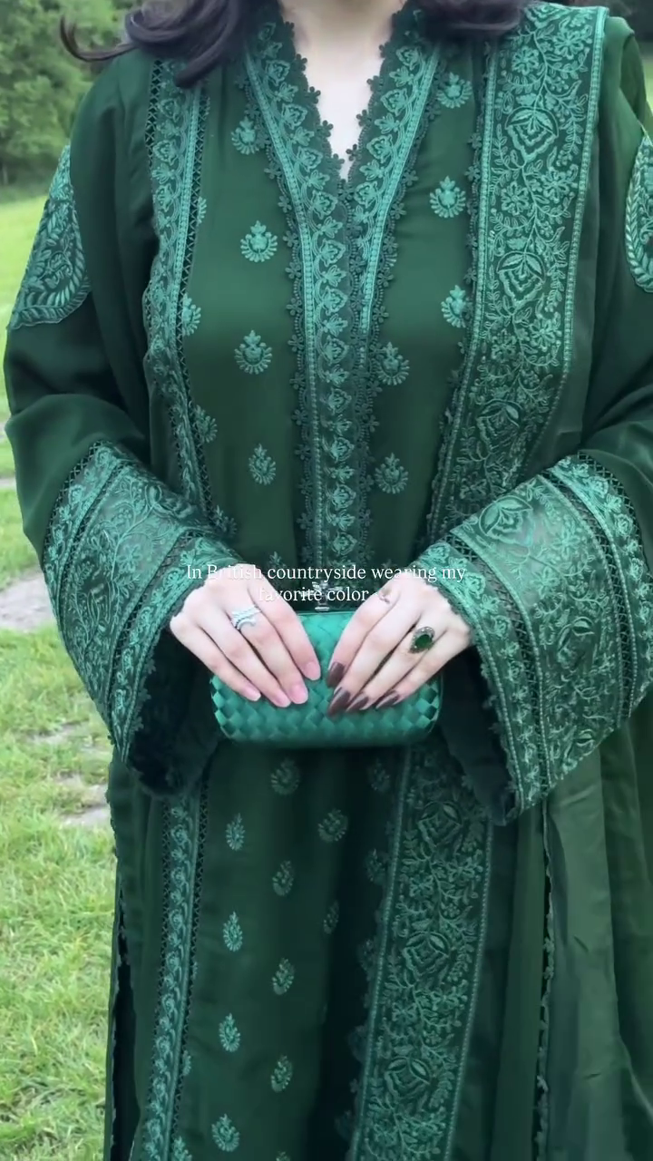 Women's Dark Green Embroidered Salwar Suit Set