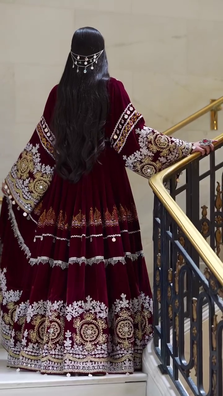 Women's Velvet Embroidered Bridal Lehenga Set for Wedding & Festive Wear