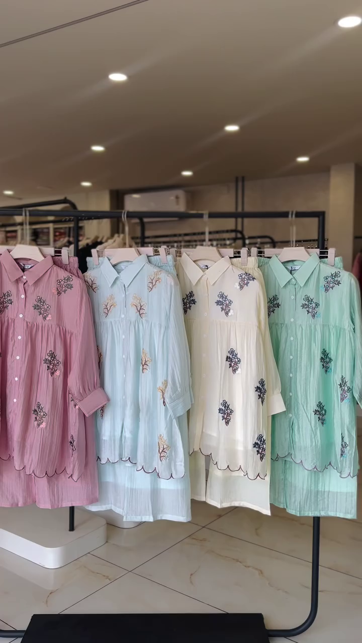 Women's Embroidered Oversized Shirt Dress