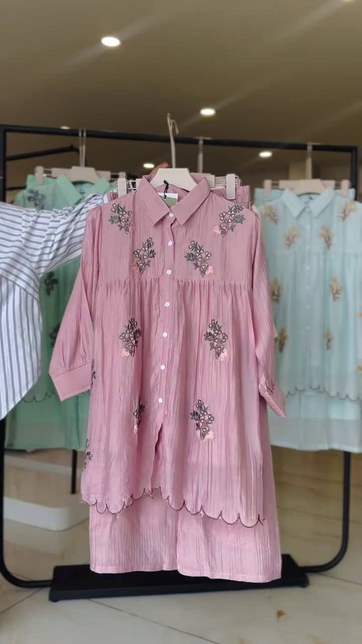 Women's Embroidered Oversized Shirt Dress