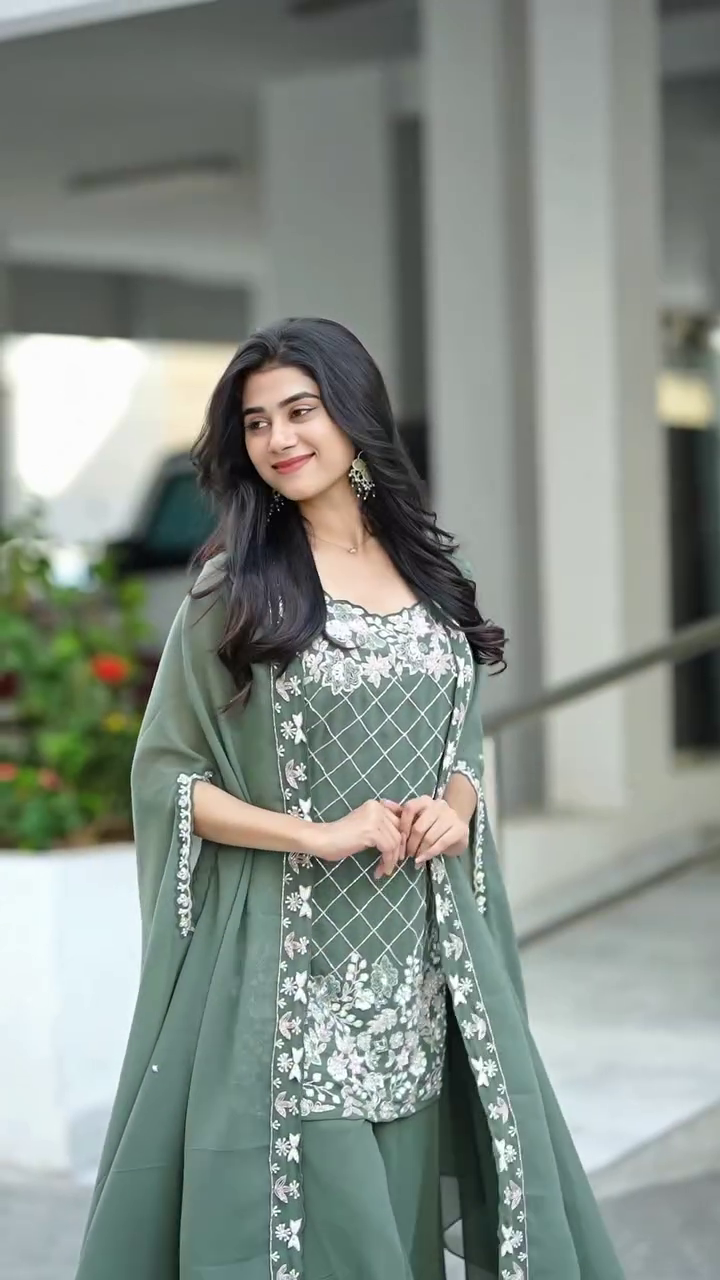 Women's Embroidered Palazzo Suit Set with Dupatta