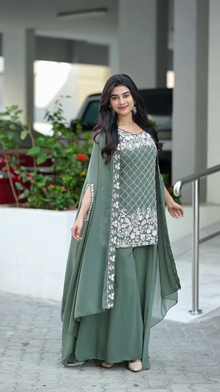 Women's Embroidered Palazzo Suit Set with Dupatta