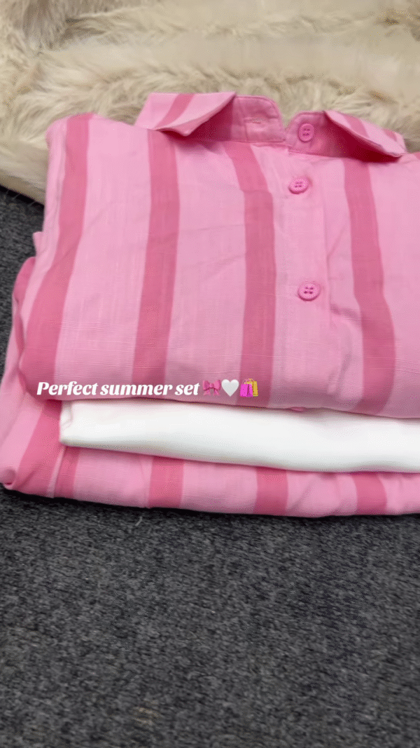 Pink Striped Cotton Co-ord Set - Image 6