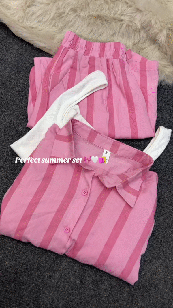 Pink Striped Cotton Co-ord Set - Image 7