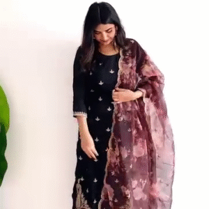 Elegant Ethnic Kurta Set with Floral Dupatta – Multiple Color Options Available