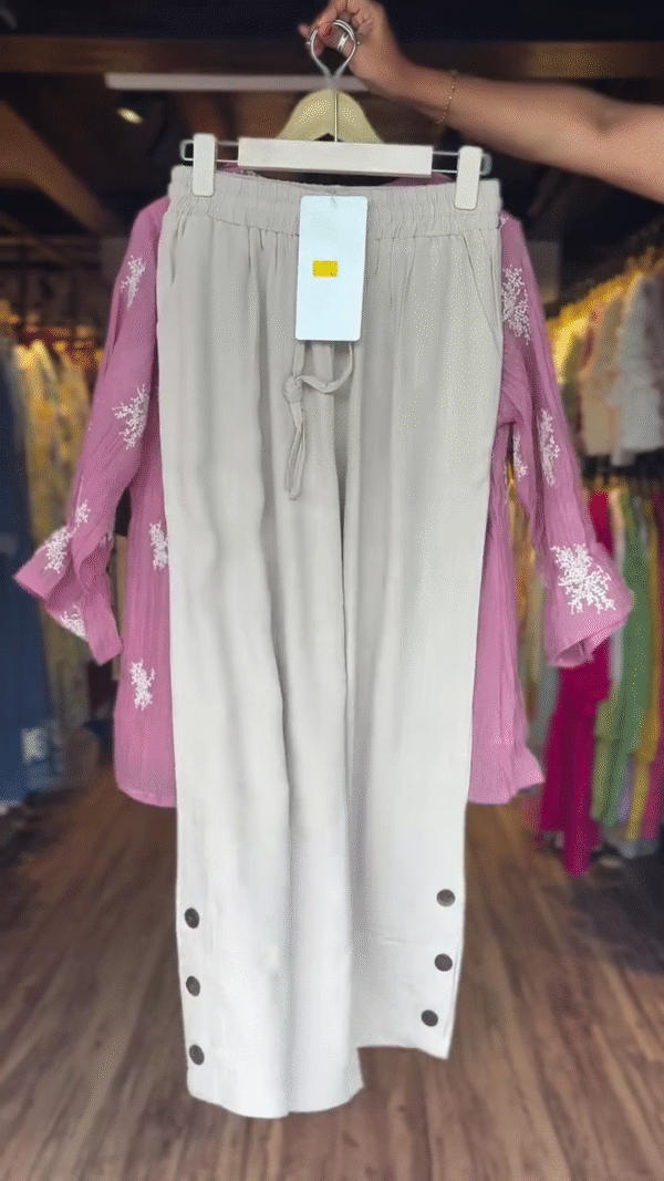 Dusty Rose Embroidered Kurta Set – Graceful Single Color Elegance - Image 2