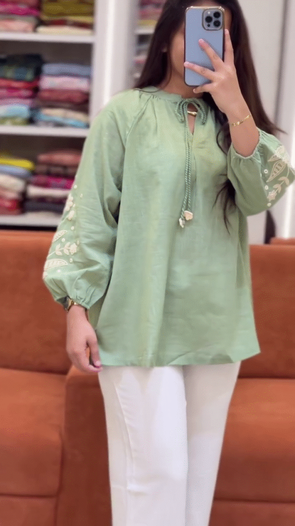 Pastel Embroidered Tie-Up Top Set – Available in 2 Elegant Colors