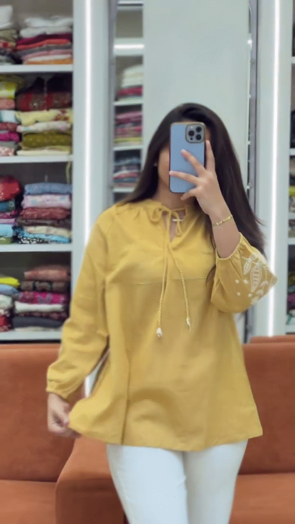 Pastel Embroidered Tie-Up Top Set – Available in 2 Elegant Colors - Image 2