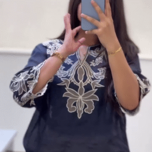 Chic Embroidered Linen Blend Top – Multi-Color Options Available