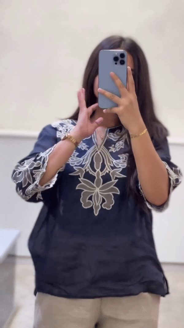 Chic Embroidered Linen Blend Top – Multi-Color Options Available