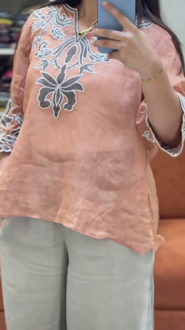 Chic Embroidered Linen Blend Top – Multi-Color Options Available - Image 4