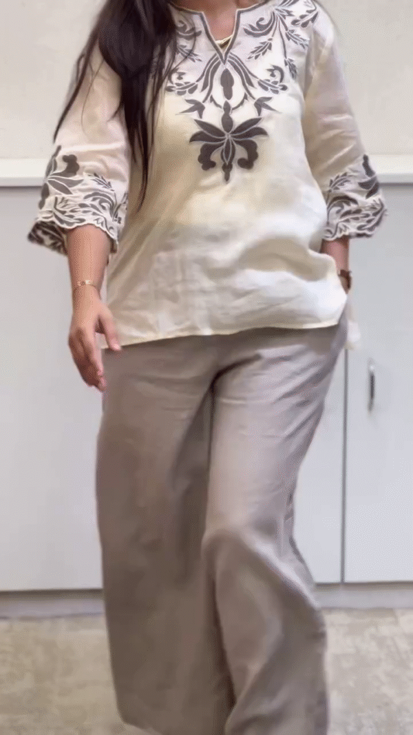 Chic Embroidered Linen Blend Top – Multi-Color Options Available - Image 5