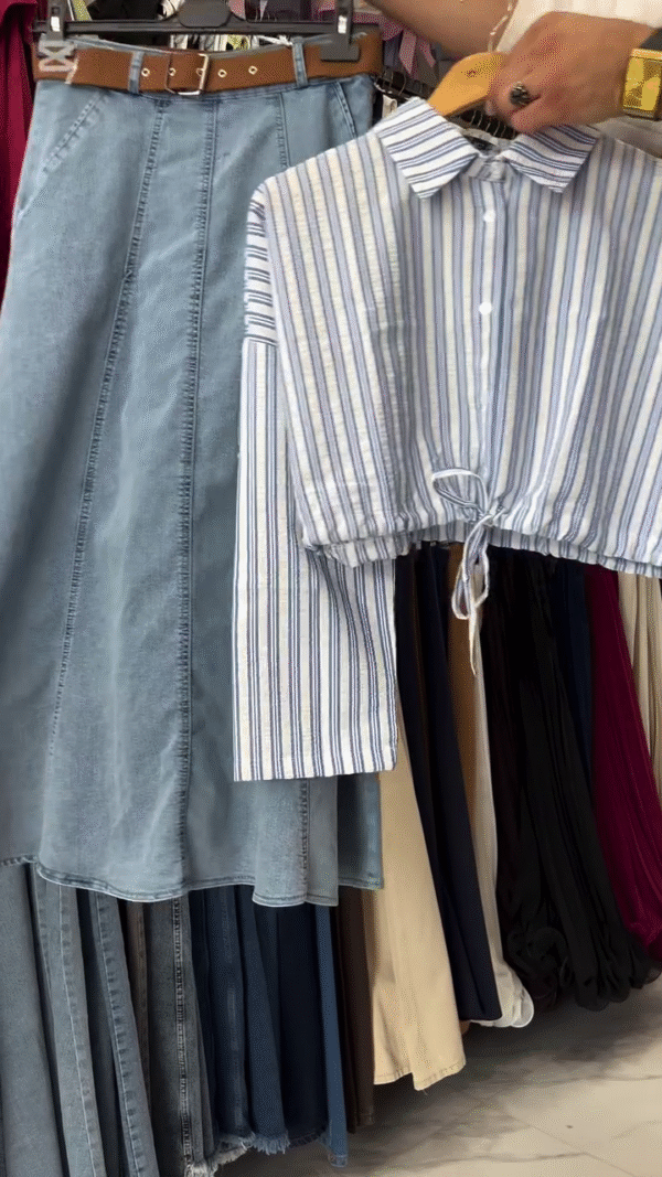 🌬️ Coastal Lines – Casual Cool in Stripes & Denim - Image 2